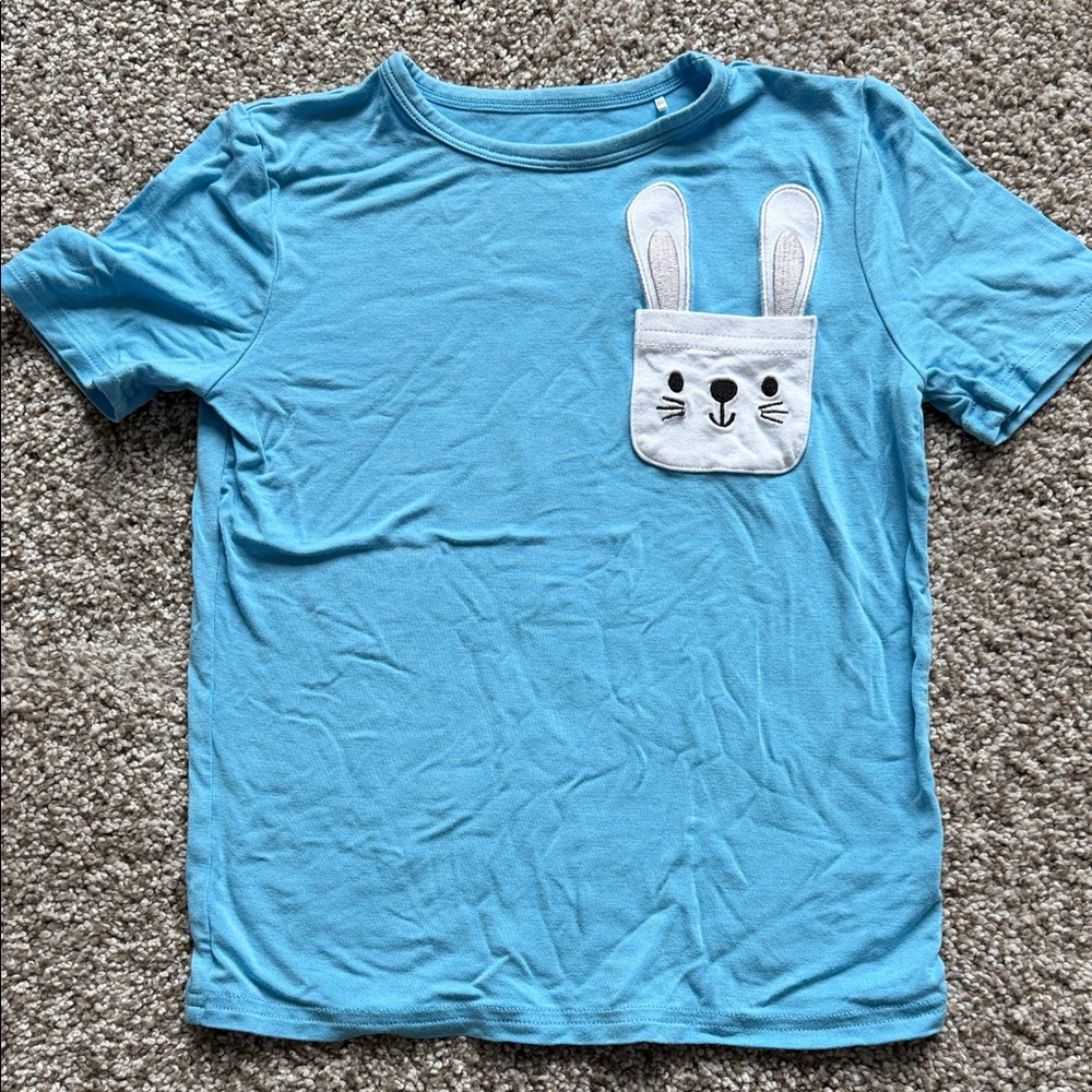 Little Sleepies Sky Blue Bunny Pocket Tee